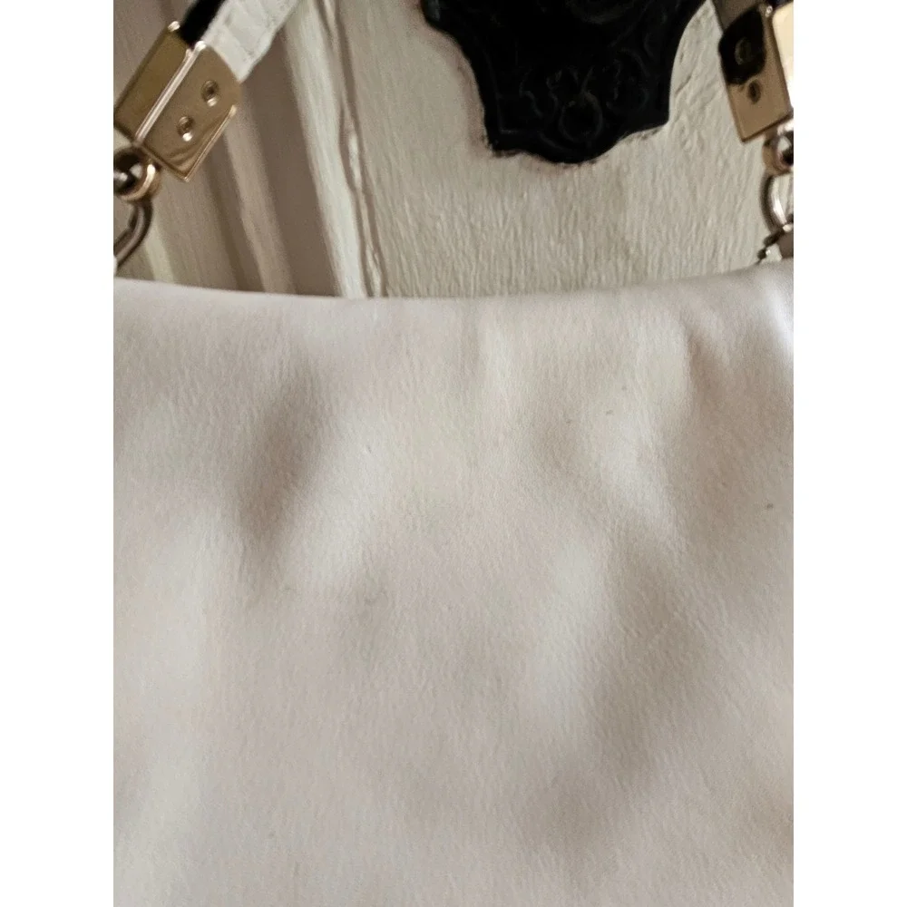 Coach Madison Lindsey Satchel White Leather Python Trim Handbag 27849